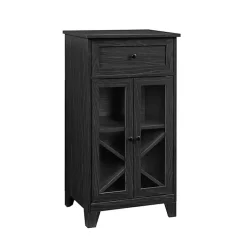 Kirklands Home Graphite Double Door Reeves Cabinet Black New