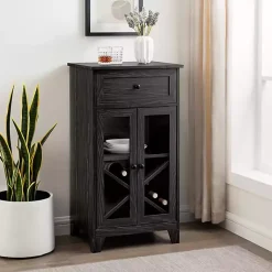 Kirklands Home Graphite Double Door Reeves Cabinet Black New