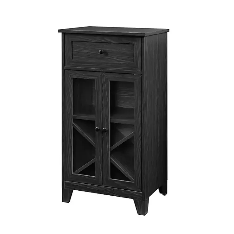 Kirklands Home Graphite Double Door Reeves Cabinet Black New