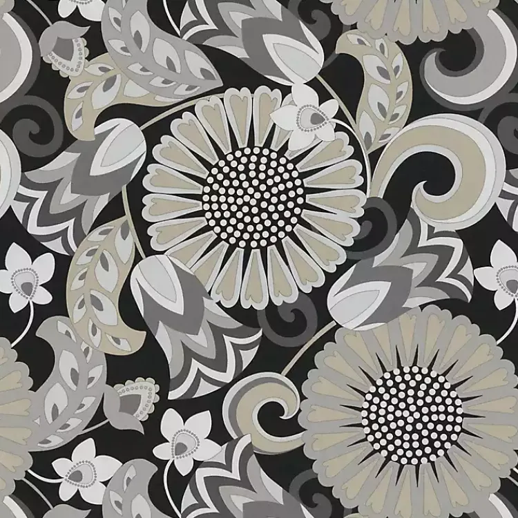 Kirklands Home Graphite Floral Outdoor Seat Cushions, Set of 2 Outlet