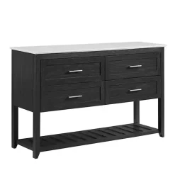 Kirklands Home Graphite Wood Storage Buffet with Faux Marble Top Outlet