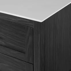 Kirklands Home Graphite Wood Storage Buffet with Faux Marble Top Outlet