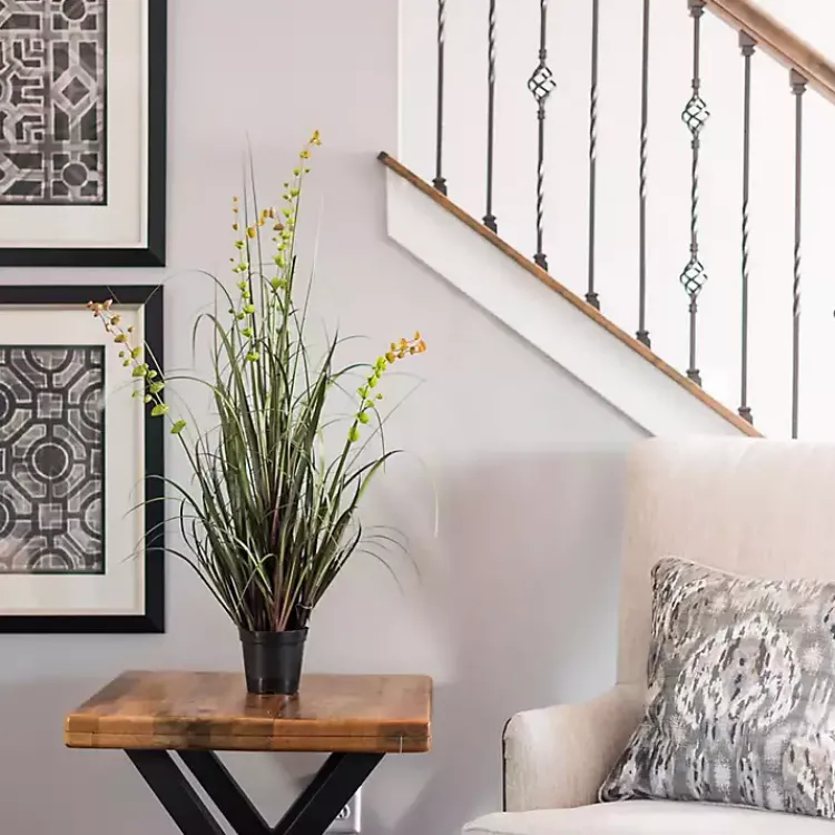 Trees & Topiaries>Kirklands Home Grass and Eucalyptus Potted Plant