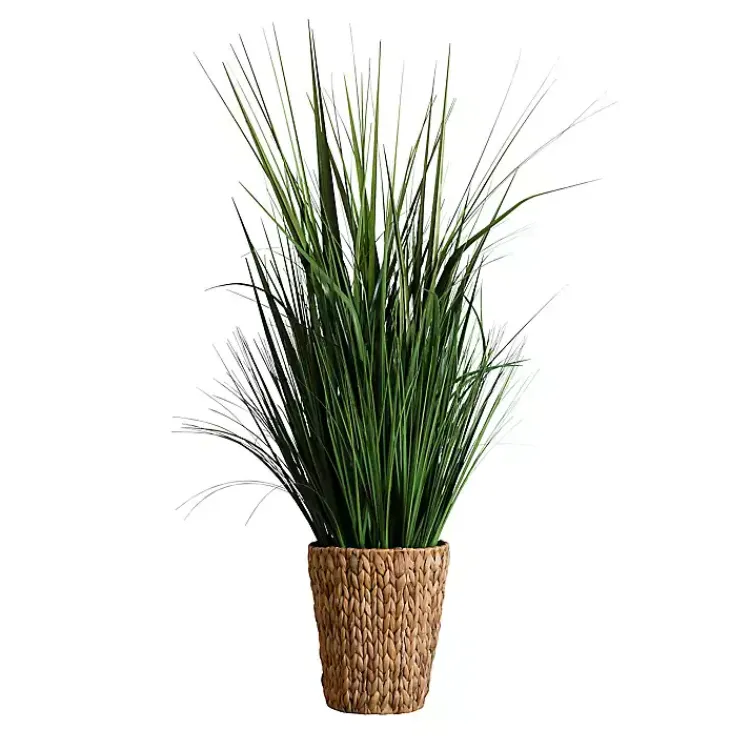 Arrangements & Greenery>Kirklands Home Grass Arrangement in Natural Woven Basket Green