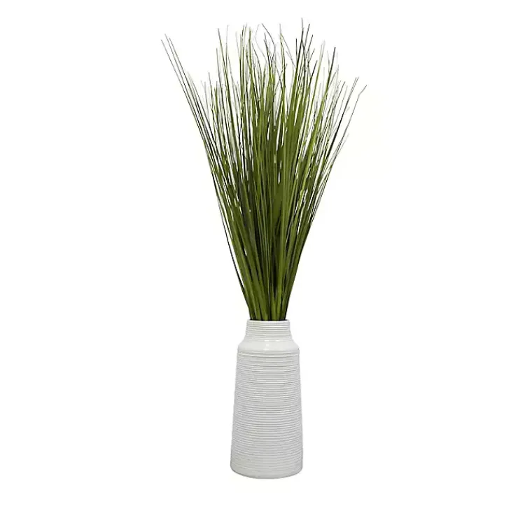 Arrangements & Greenery>Kirklands Home Grass Arrangement in Ringed White Pot, 36 in.