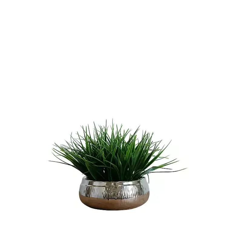 Arrangements & Greenery>Kirklands Home Grass Arrangement in Silver Ceramic Bowl