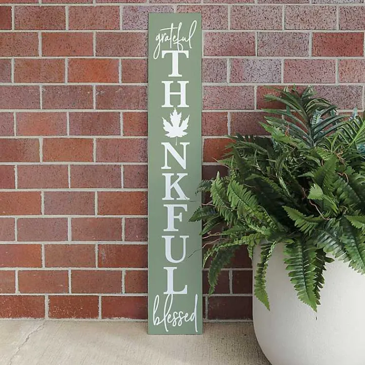 Fall>Kirklands Home Grateful, Thankful, Blessed Fall Porch Board Green