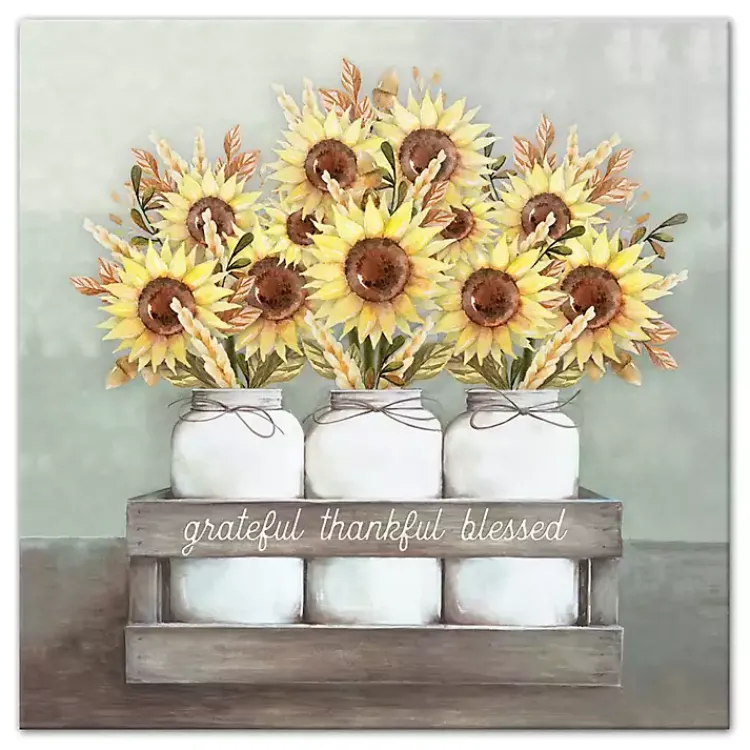 Fall>Kirklands Home Gratitude Sunflowers Canvas Art Print Yellow