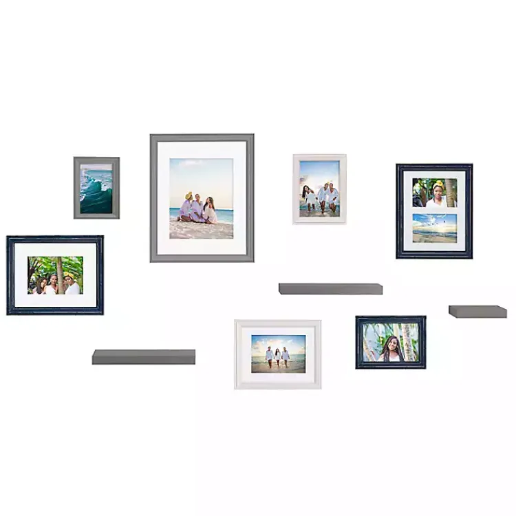 Kirklands Home Gray & Navy 10-pc. Gallery Wall Frame & Shelf Set Online