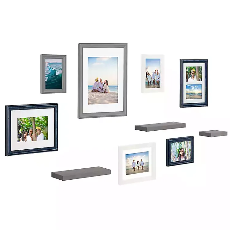 Kirklands Home Gray & Navy 10-pc. Gallery Wall Frame & Shelf Set Online