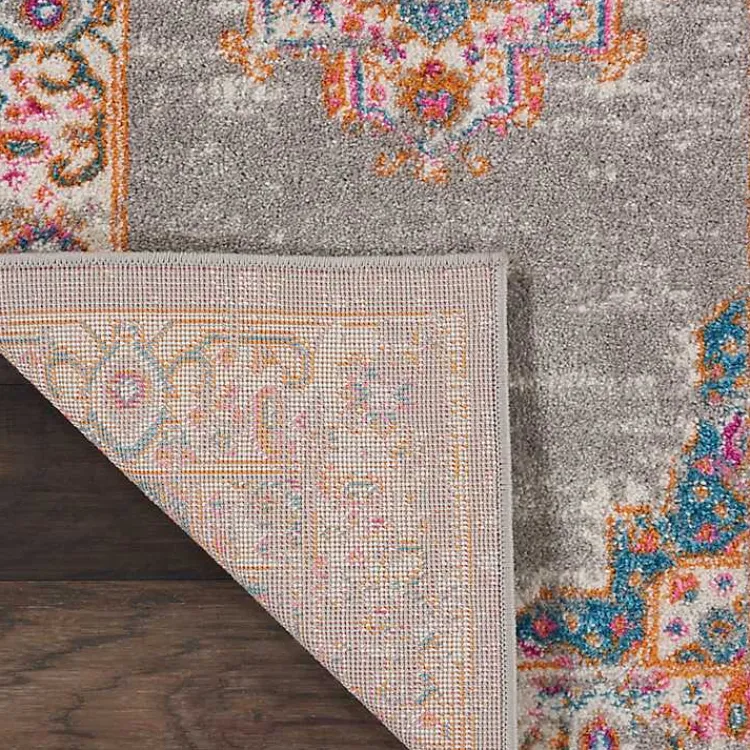 Kirklands Home Gray & Pink Central Motif Botanical Runner Outlet