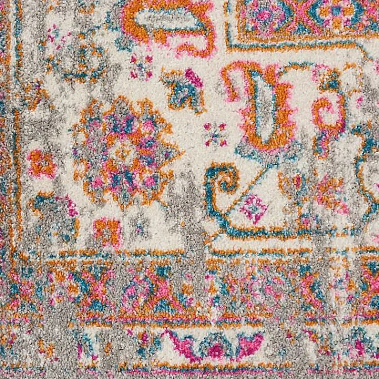Kirklands Home Gray & Pink Central Motif Botanical Area Rug, 5x7 Online