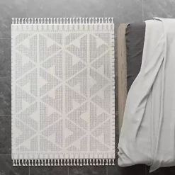 Kirklands Home & White Geometric Shag Area Rug, 8x10 Gray
