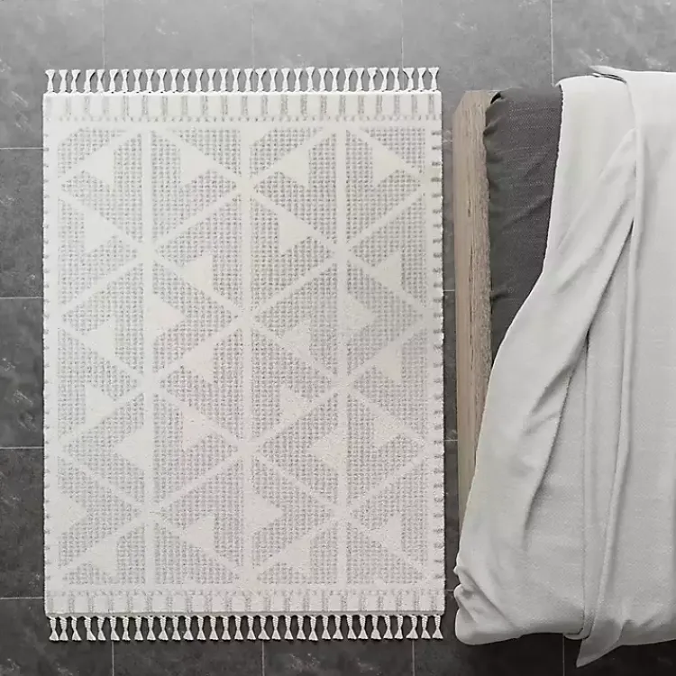 Kirklands Home & White Geometric Shag Area Rug, 8x10 Gray