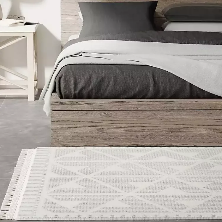 Kirklands Home & White Geometric Shag Area Rug, 8x10 Gray