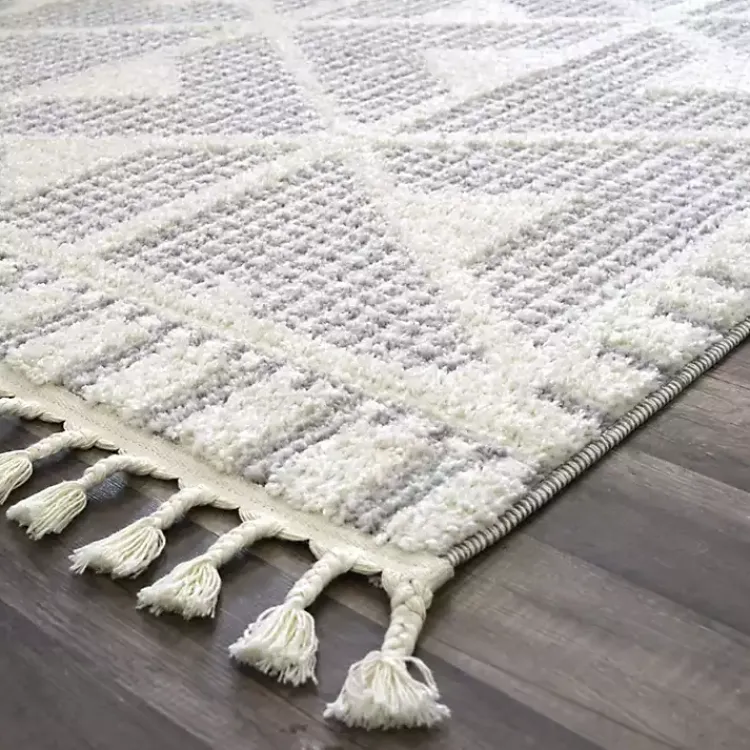 Kirklands Home & White Geometric Shag Area Rug, 8x10 Gray