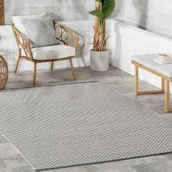 Kirklands Home Gray & White Trellis Indoor/Outdoor Rug, 4x6 New