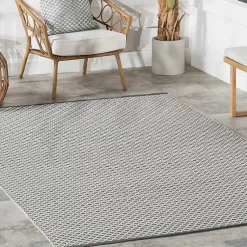 Kirklands Home Gray & White Trellis Indoor/Outdoor Rug, 4x6 New