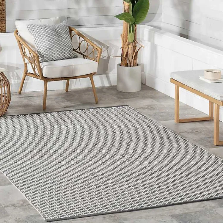 Kirklands Home Gray & White Trellis Indoor/Outdoor Runner, 3x8 Sale