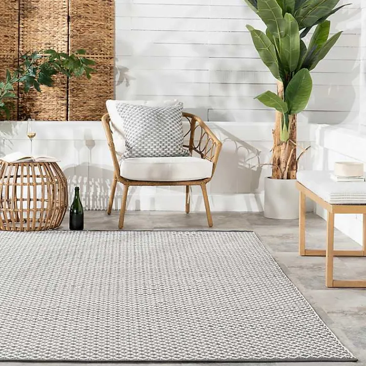 Kirklands Home Gray & White Trellis Indoor/Outdoor Runner, 3x8 Sale