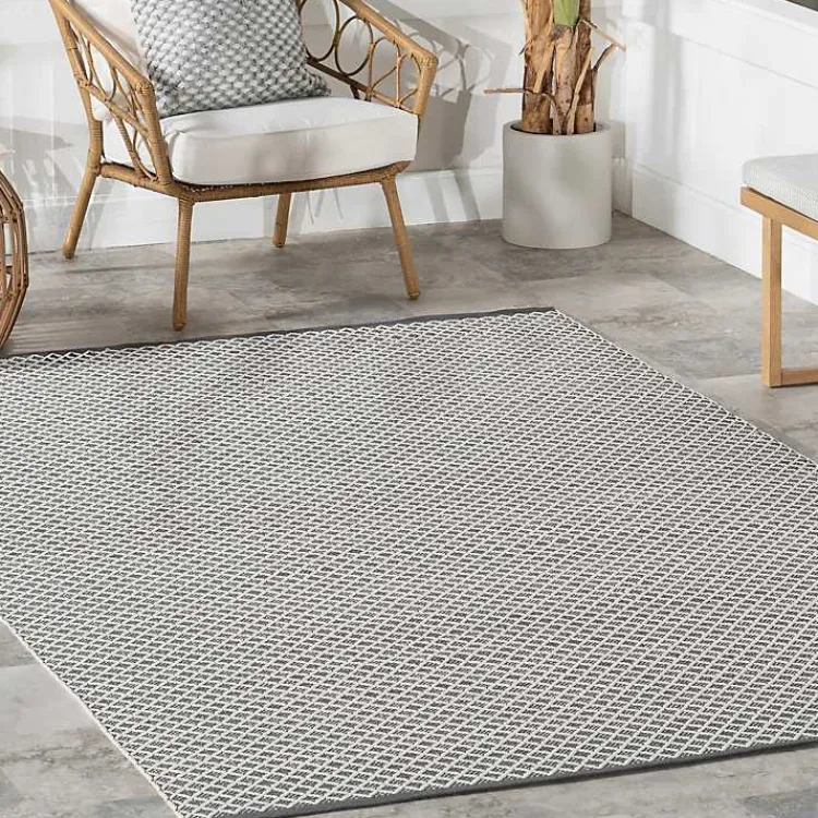 Kirklands Home Gray & White Trellis Indoor/Outdoor Runner, 3x8 Sale
