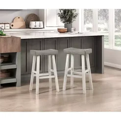 Kirklands Home & White Wood Bar Stools, Set of 2 Gray Online