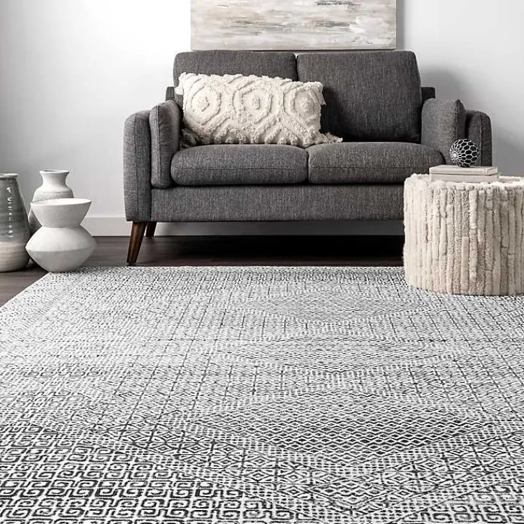Kirklands Home Gray Abstract Pattern Washable Runner Hot