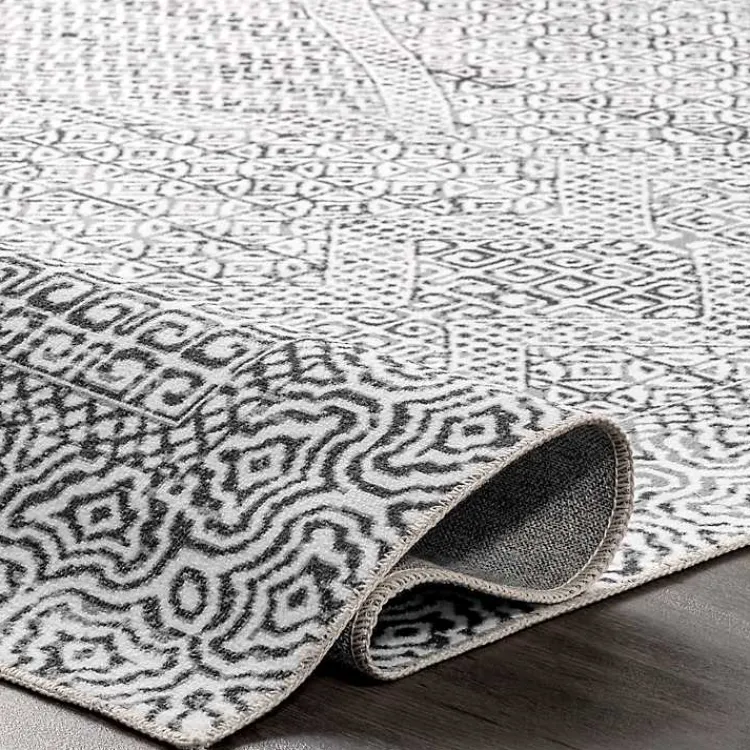 Kirklands Home Gray Abstract Pattern Washable Area Rug, 4x6 Clearance