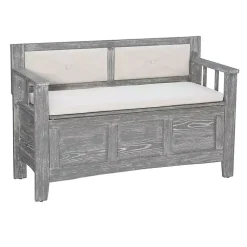 Kirklands Home Gray and Beige Carlton Storage Bench Outlet