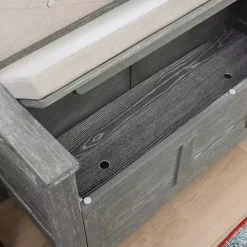 Kirklands Home Gray and Beige Carlton Storage Bench Outlet