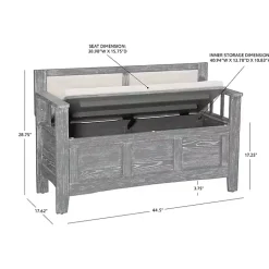 Kirklands Home Gray and Beige Carlton Storage Bench Outlet