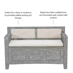 Kirklands Home Gray and Beige Carlton Storage Bench Outlet