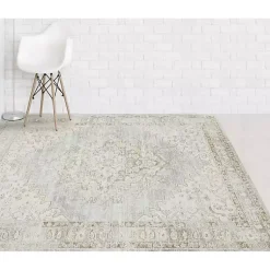 Kirklands Home Gray and Beige Vintage Medallion Area Rug, 5x7 Discount