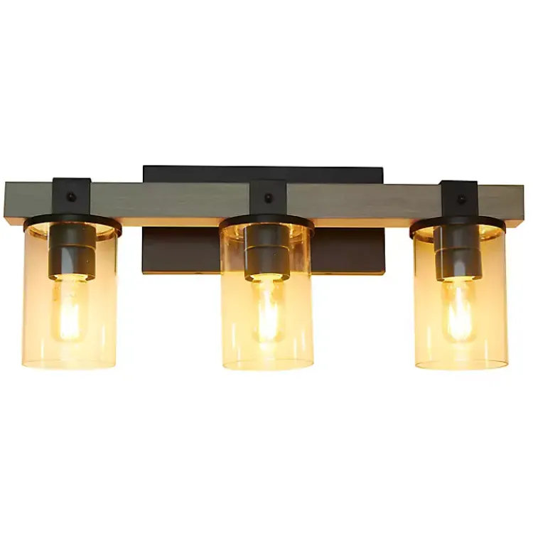 Kirklands Home and Black Glass Shade Vanity Light Gray New