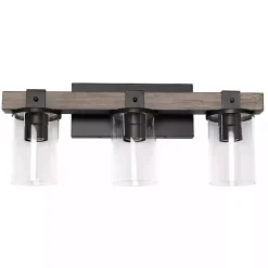 Kirklands Home and Black Glass Shade Vanity Light Gray New