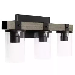 Kirklands Home and Black Glass Shade Vanity Light Gray New