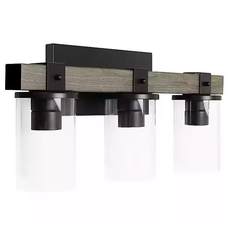Kirklands Home and Black Glass Shade Vanity Light Gray New