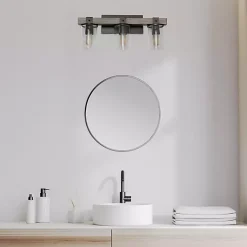 Kirklands Home and Black Glass Shade Vanity Light Gray New