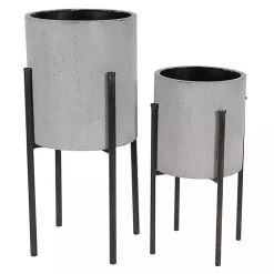 Kirklands Home and Black Solid Iron Plant Stands, Set of 2 Gray New