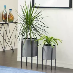 Kirklands Home and Black Solid Iron Plant Stands, Set of 2 Gray New