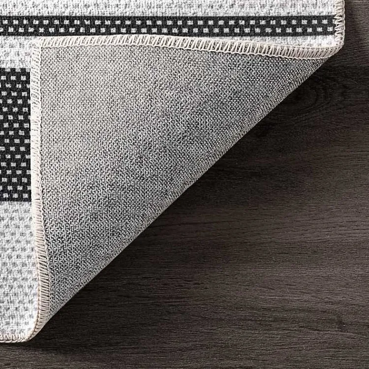 Kirklands Home Gray and Black Striped Washable Area Rug, 5x8 New
