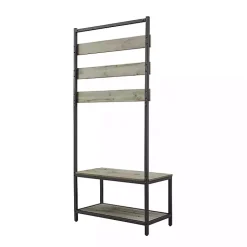 Kirklands Home and Black Wood Bench Hall Tree Gray Clearance