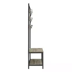 Kirklands Home and Black Wood Bench Hall Tree Gray Clearance