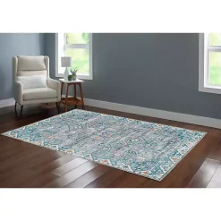 Kirklands Home Gray and Blue Barron Washable Area Rug, 5x7 Sale