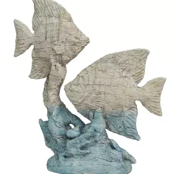 Statues & Figurines>Kirklands Home Gray and Blue Fish Statue