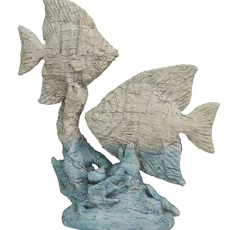 Statues & Figurines>Kirklands Home Gray and Blue Fish Statue