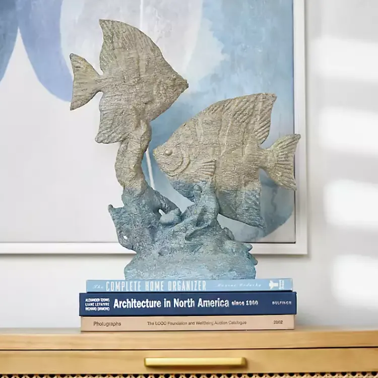 Statues & Figurines>Kirklands Home Gray and Blue Fish Statue