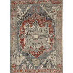 Kirklands Home Gray and Blue Traditional Medallion Area Rug, 8x10 Outlet
