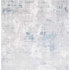 Kirklands Home Gray and Blue Whisper Abstract Area Rug, 6x6 New