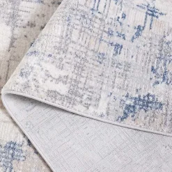 Kirklands Home Gray and Blue Whisper Abstract Area Rug, 6x6 New